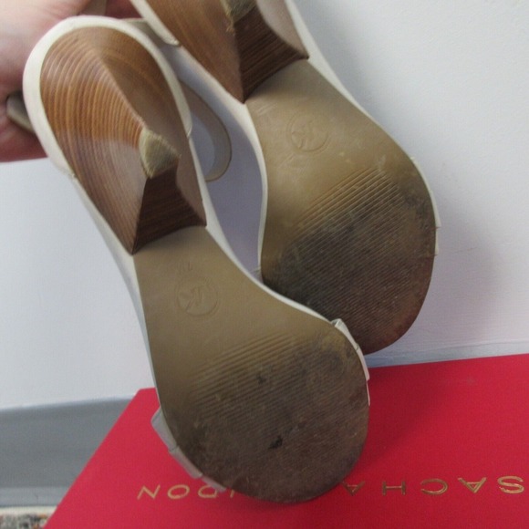 Michael Kors Women Slingback Leather Sandals Size 7 Cream Party Work Office 488 - Picture 6 of 12